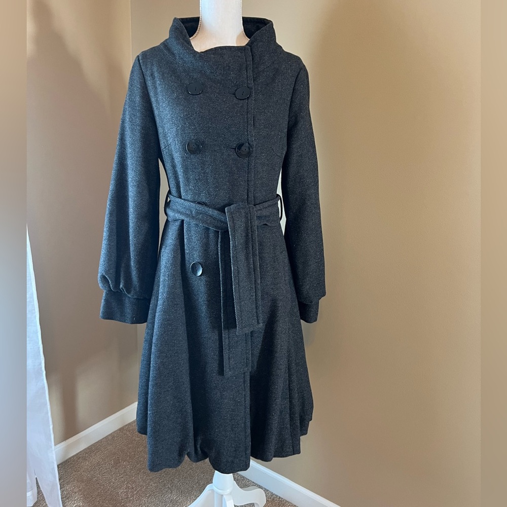 Elegant Wool-Blend Swing Coat